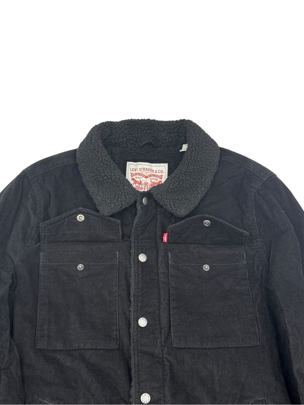 NWT Levi's Men's Black Corduroy Sherpa-Lined Trucker Jacket Size M - Picture 7 of 16